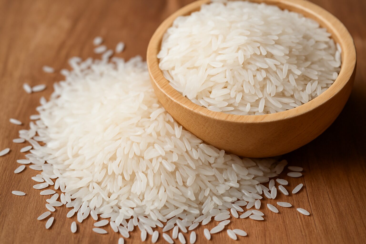 Rice being poured from burlap sack for wholesale distribution