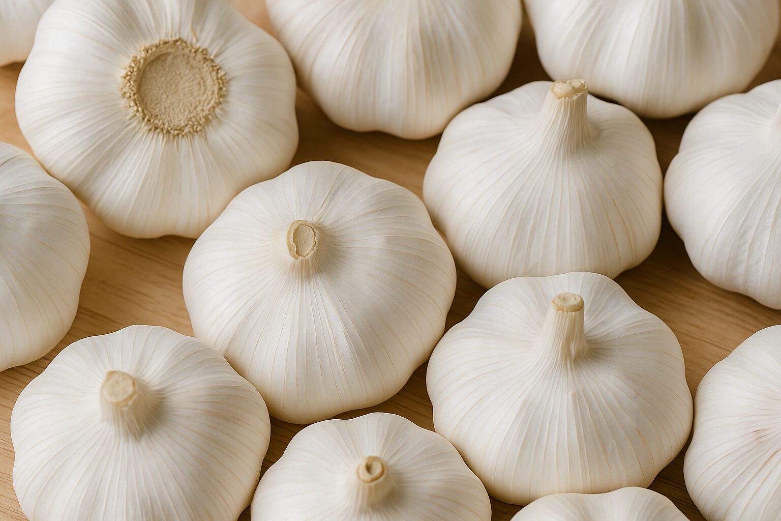 Fresh garlic displayed in crates for distribution